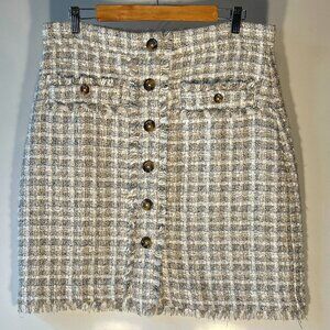 Chic Tweed Pencil Skirt - Cream